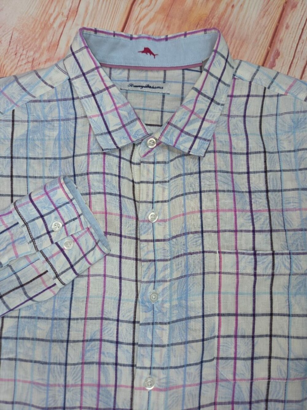 Tommy Bahama Multicolor Plaid Long-Sleeve Linen Shirt XL